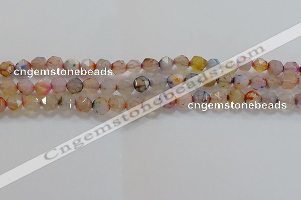 CNG6501 15.5 inches 8mm faceted nuggets agate beads wholesale