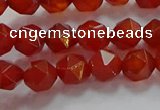 CNG6504 15.5 inches 6mm faceted nuggets red agate beads