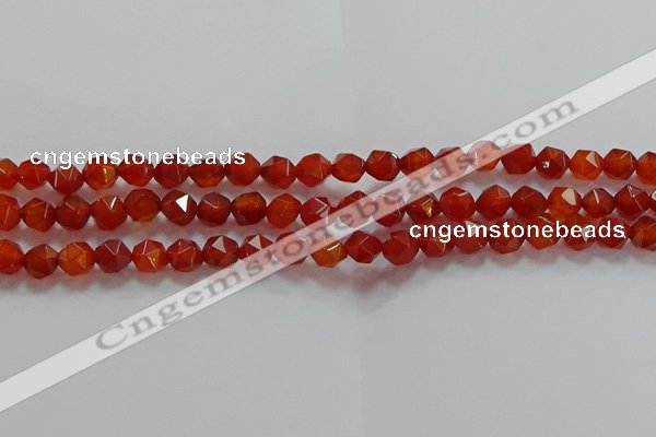 CNG6504 15.5 inches 6mm faceted nuggets red agate beads