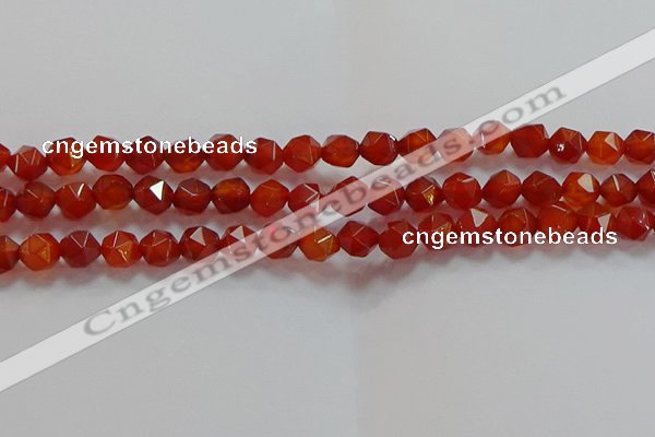 CNG6505 15.5 inches 8mm faceted nuggets red agate beads