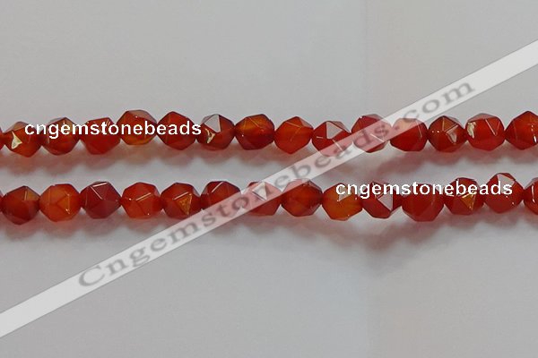 CNG6506 15.5 inches 10mm faceted nuggets red agate beads