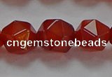 CNG6507 15.5 inches 12mm faceted nuggets red agate beads