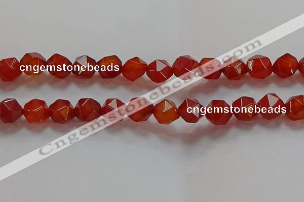 CNG6507 15.5 inches 12mm faceted nuggets red agate beads