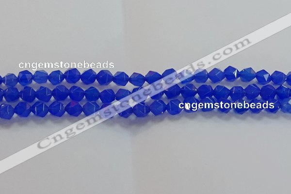 CNG6508 15.5 inches 6mm faceted nuggets blue agate beads