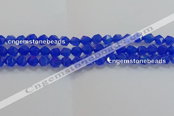 CNG6509 15.5 inches 8mm faceted nuggets blue agate beads