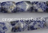 CNG651 15.5 inches 13*18mm faceted nuggets blue spot gemstone beads