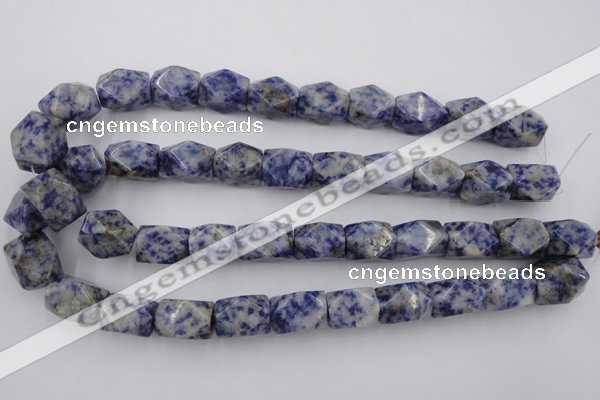 CNG651 15.5 inches 13*18mm faceted nuggets blue spot gemstone beads