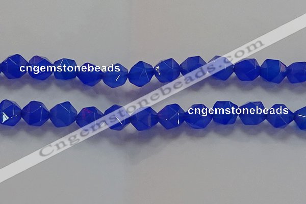 CNG6511 15.5 inches 12mm faceted nuggets blue agate beads