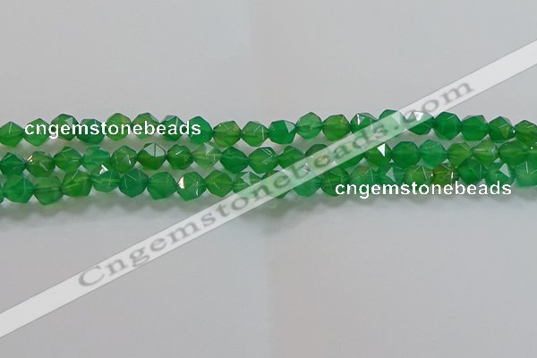 CNG6512 15.5 inches 6mm faceted nuggets green agate beads