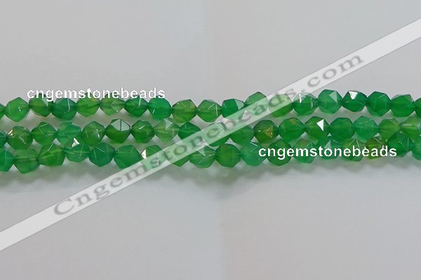 CNG6513 15.5 inches 8mm faceted nuggets green agate beads