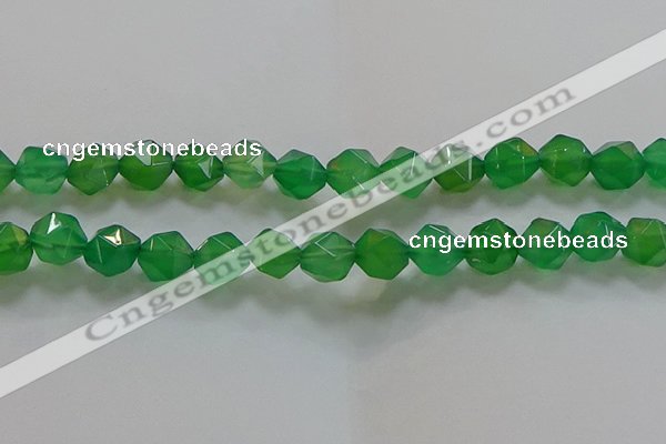 CNG6515 15.5 inches 12mm faceted nuggets green agate beads