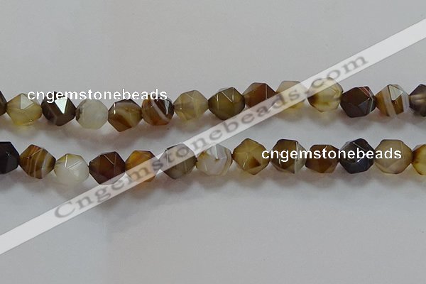 CNG6519 15.5 inches 12mm faceted nuggets line agate beads