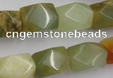 CNG652 15.5 inches 13*18mm faceted nuggets flower jade beads