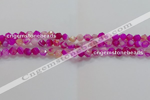 CNG6520 15.5 inches 6mm faceted nuggets line agate beads