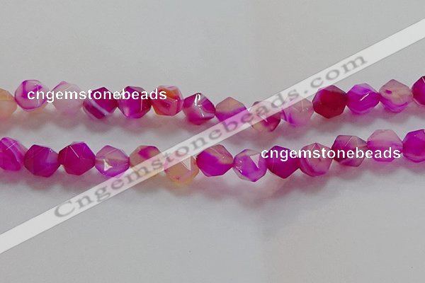 CNG6523 15.5 inches 12mm faceted nuggets line agate beads