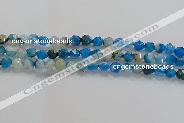 CNG6524 15.5 inches 6mm faceted nuggets line agate beads