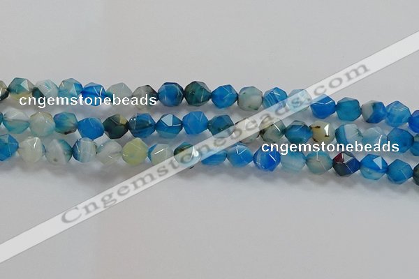 CNG6525 15.5 inches 8mm faceted nuggets line agate beads