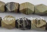 CNG653 15.5 inches 13*18mm faceted nuggets silver leaf jasper beads