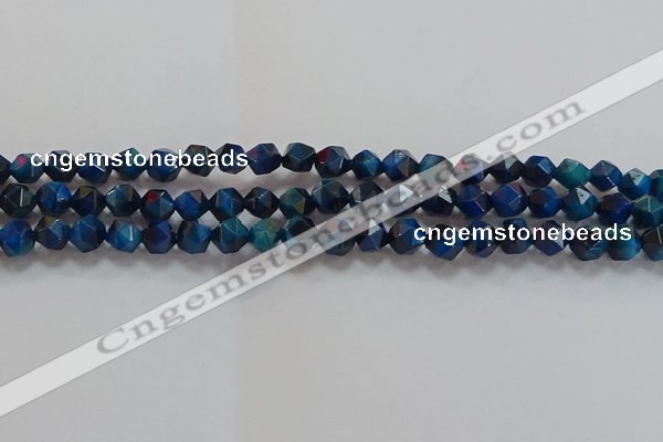 CNG6538 15.5 inches 6mm faceted nuggets blue tiger eye beads