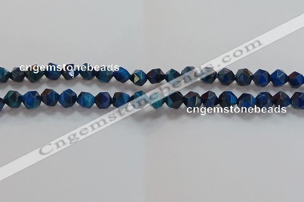 CNG6539 15.5 inches 8mm faceted nuggets blue tiger eye beads