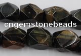 CNG654 15.5 inches 13*18mm faceted nuggets blue tiger eye beads