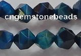 CNG6540 15.5 inches 10mm faceted nuggets blue tiger eye beads