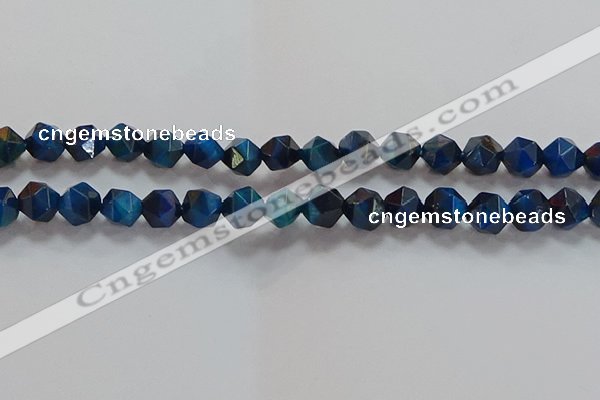 CNG6540 15.5 inches 10mm faceted nuggets blue tiger eye beads