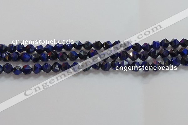 CNG6542 15.5 inches 6mm faceted nuggets blue tiger eye beads