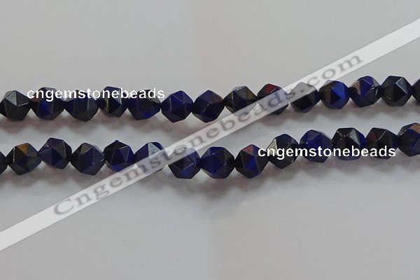 CNG6544 15.5 inches 10mm faceted nuggets blue tiger eye beads