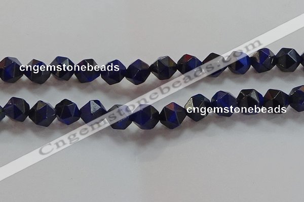 CNG6545 15.5 inches 12mm faceted nuggets blue tiger eye beads