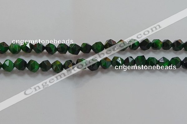 CNG6547 15.5 inches 8mm faceted nuggets green tiger eye beads