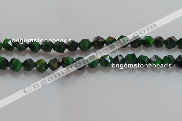 CNG6548 15.5 inches 10mm faceted nuggets green tiger eye beads