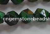 CNG6549 15.5 inches 12mm faceted nuggets green tiger eye beads