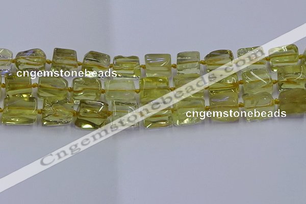 CNG6807 15.5 inches 8*12mm - 10*16mm nuggets lemon quartz beads