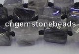 CNG6821 15.5 inches 5*8mm - 8*12mm nuggets black rutilated quartz beads