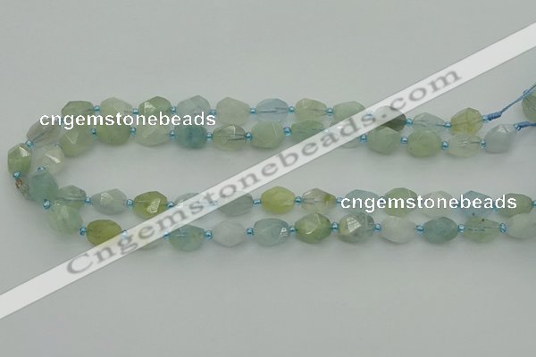 CNG6920 15.5 inches 8*12mm - 12*16mm faceted nuggets aquamarine beads