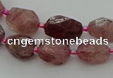 CNG6923 15.5 inches 8*12mm - 12*16mm faceted nuggets strawberry quartz bead