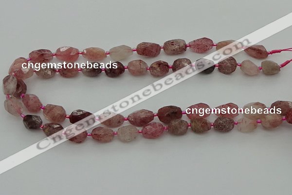 CNG6923 15.5 inches 8*12mm - 12*16mm faceted nuggets strawberry quartz bead