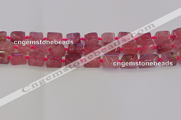 CNG6930 15.5 inches 5*8mm - 8*12mm nuggets strawberry quartz beads