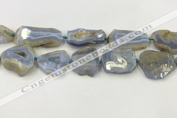 CNG6951 15.5 inches 22*30mm - 30*40mm freeform blue chalcedony beads