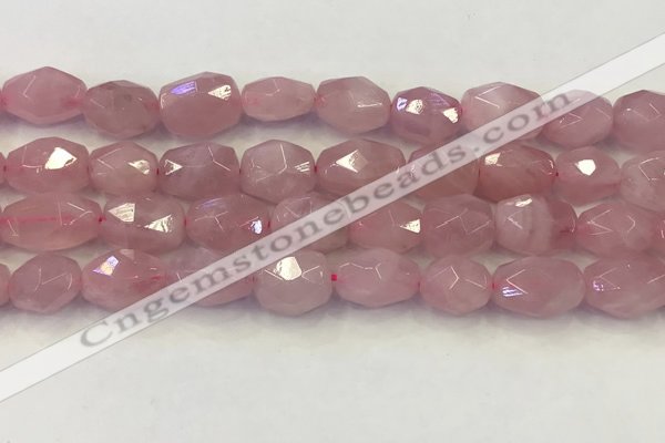 CNG6953 12*14mm - 13*16mm faceted nuggets rose quartz beads