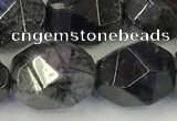 CNG6958 12*16mm - 13*18mm faceted nuggets black rutilated quartz beads