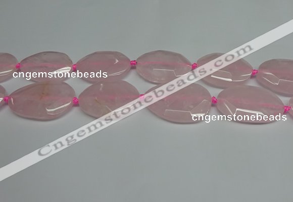 CNG7088 15.5 inches 25*35mm - 35*45mm faceted freeform rose quartz beads