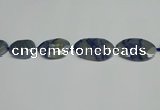 CNG7093 25*35mm - 35*45mm faceted freeform blue aventurine beads