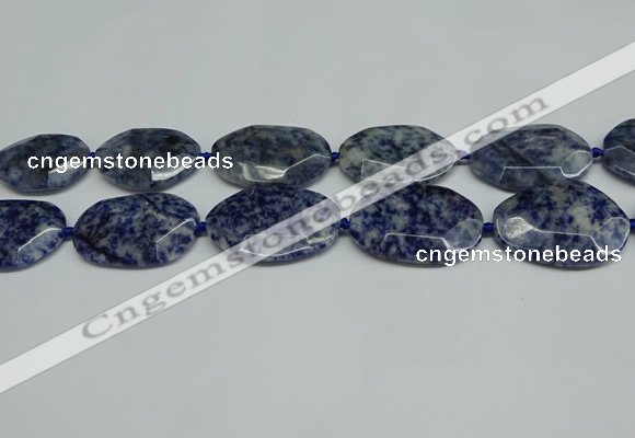 CNG7094 25*35mm - 35*45mm faceted freeform blue spot stone beads