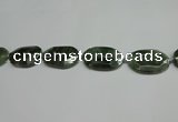 CNG7096 25*35mm - 35*45mm faceted freeform green hair stone beads