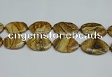 CNG7105 25*35mm - 35*45mm faceted freeform picture jasper beads