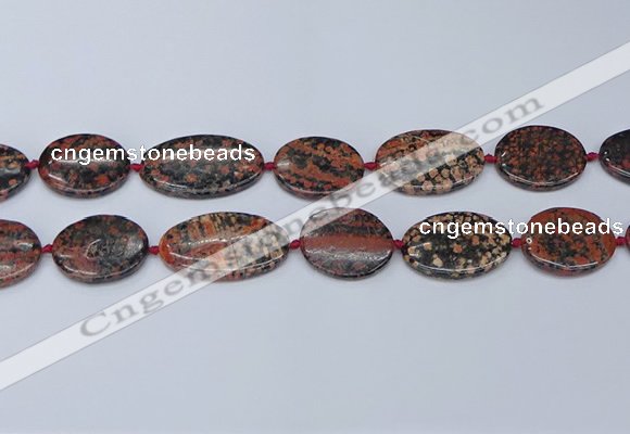 CNG7113 18*25mm - 20*33mm freeform red snowflake obsidian beads