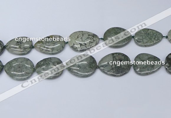 CNG7114 20*25mm - 30*40mm freeform grey green brecciated jasper beads