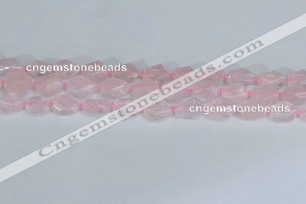 CNG7131 15.5 inches 6*10mm - 10*14mm faceted nuggets rose quartz beads